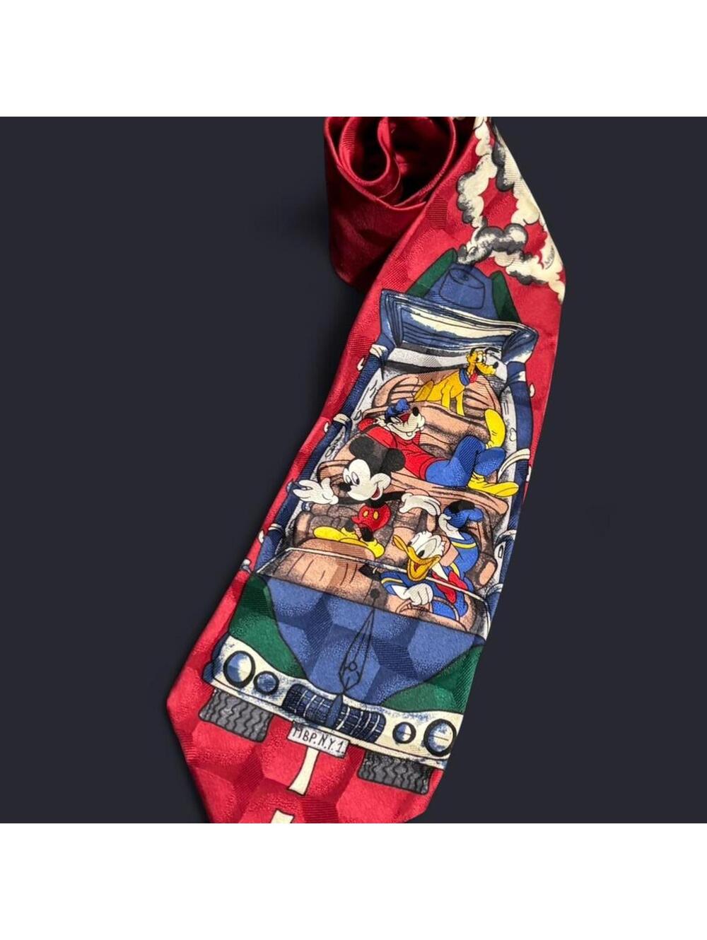 Vintage Disney Silk Tie Mickey Donald Pluto Atlas Sweden
